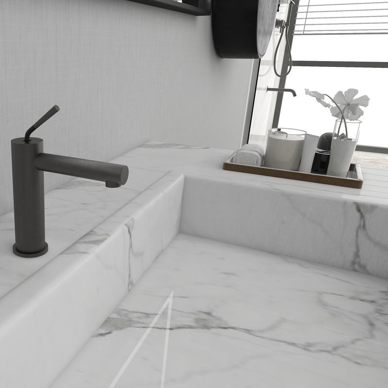Смеситель таза сосуда SN черноты штейна ручки минималистских Faucets Bathroom SUS304 одиночный