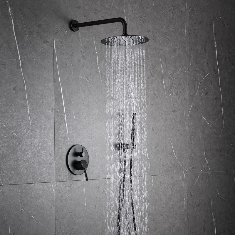 Штейновые черные Faucets дождя с ливнем руки комбинированным с круглыми брызгами ручки 1 душа 2