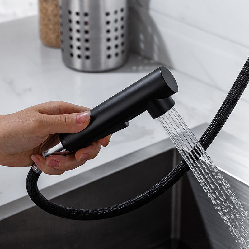 Золото квартиры виллы вытягивает вниз с Faucet кухни с никелем Chrome вытягивает вниз смеситель раковины